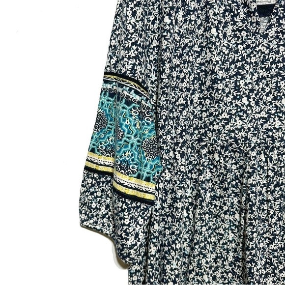 J. Jill Cotton Blend Floral Print Boho Tunic Top In Petite Large Multicolored - Picture 5 of 10